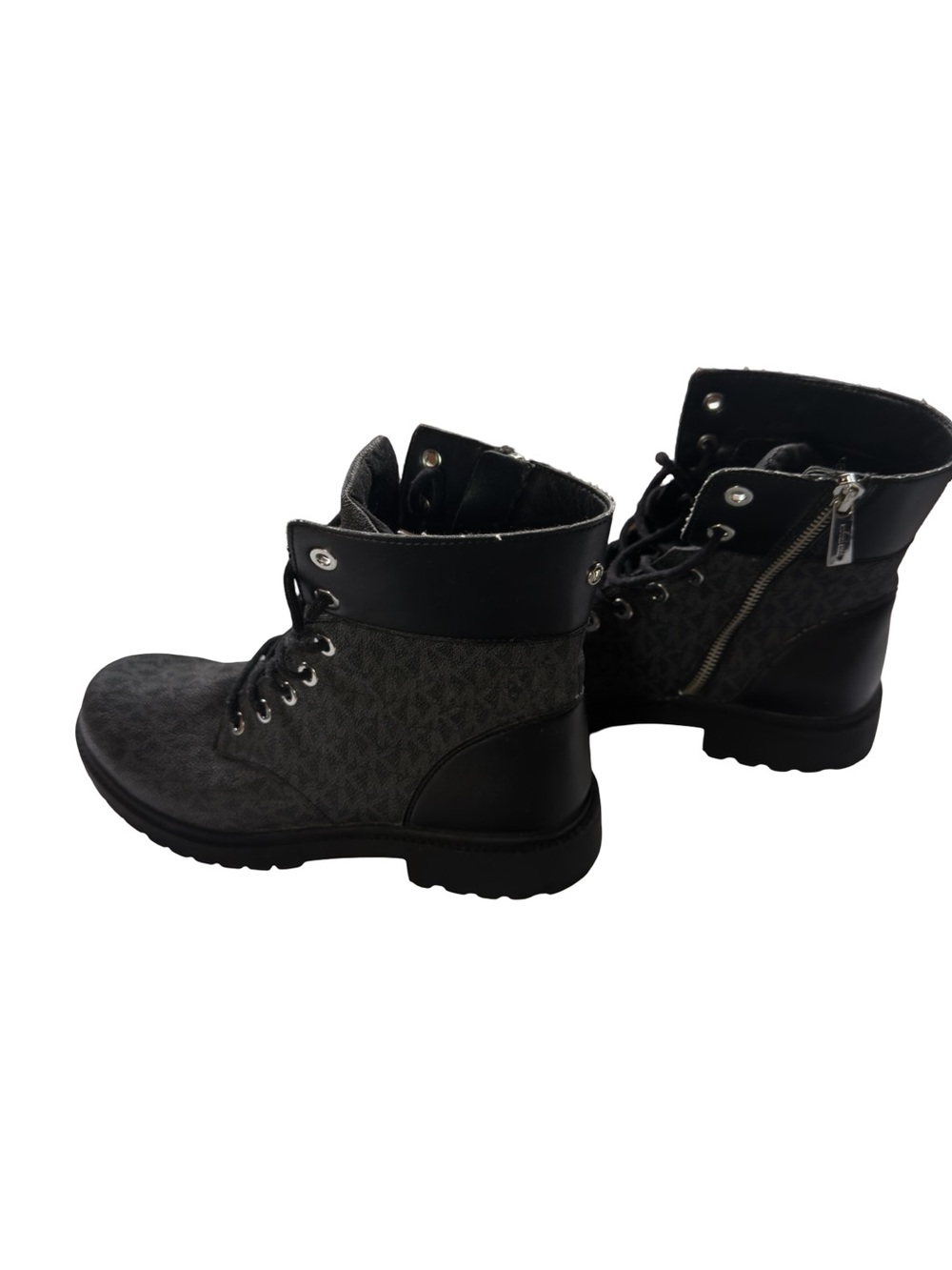 Michael Kors Combat Boots Black Logo Lace Up Zip Women’s Size 9 Casual - Picture 6 of 9